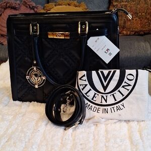 Valentino Black Quilted Tote Bag